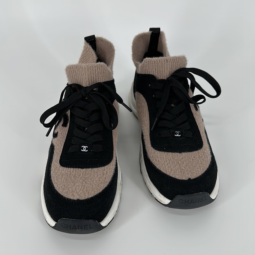 CHANEL Black and Tan Sneakers